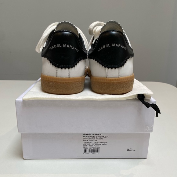Isabel Marant Bryce Leather Sneaker in White/Black sz 38 New in Box - Picture 3 of 10